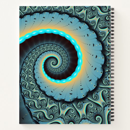 Carnet Abstraite spirale d'art fractal bleu turquoise ora (Dos)