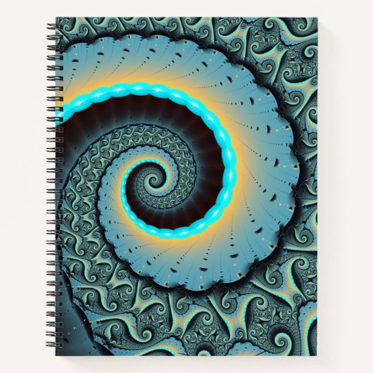 Carnet Abstraite spirale d'art fractal bleu turquoise ora (Devant)