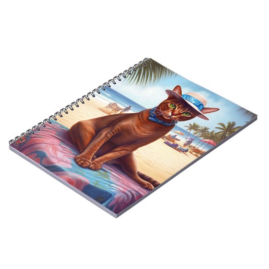 Carnet Abyssinian cat on Beach, cadeau d'été pour amoureu (Côté gauche)