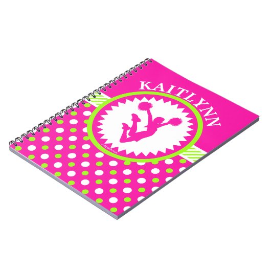 Carnet Acclamation décorée d'un monogramme/pois rose et (Côté gauche)