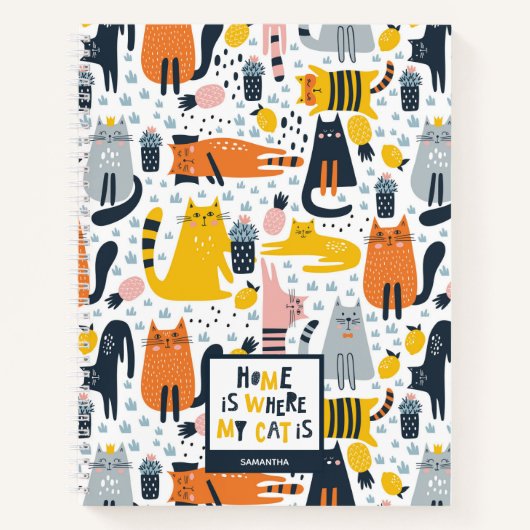 Carnet Accueil est où est mon chat Modèle Monogramme Nom (Devant)