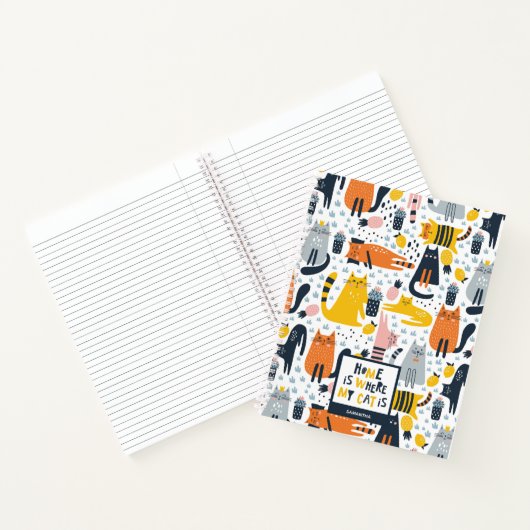 Carnet Accueil est où est mon chat Modèle Monogramme Nom (Intérieur)