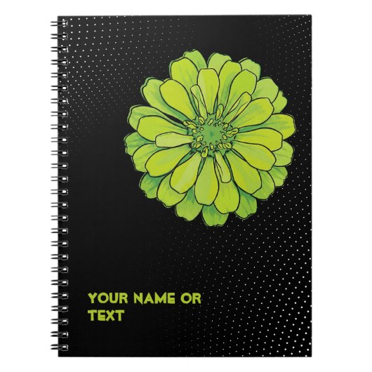 Carnet Acide Botanique Vert: Le Zinnia Pop Art 'Envie' (Devant)
