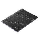 Carnet Acier noir, texture métallique floutée. (Côté gauche)