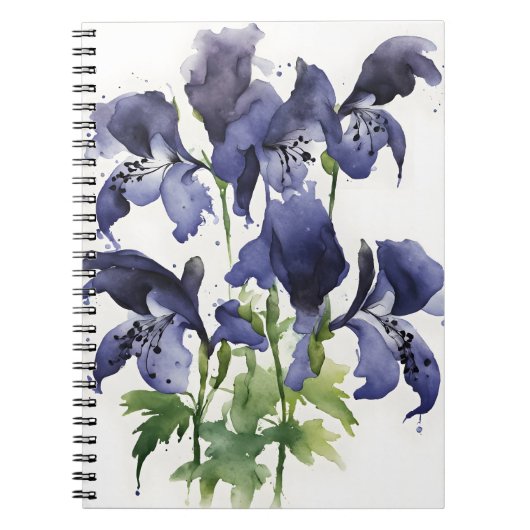 Carnet Aconit - Fleurs aquarelle (Devant)