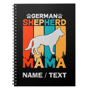 Carnet Add Name German Shepherd MAMA, Blue Brown on Black