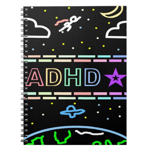 Carnet ADHD Enfants Cahier à Thème Spatial (Devant)