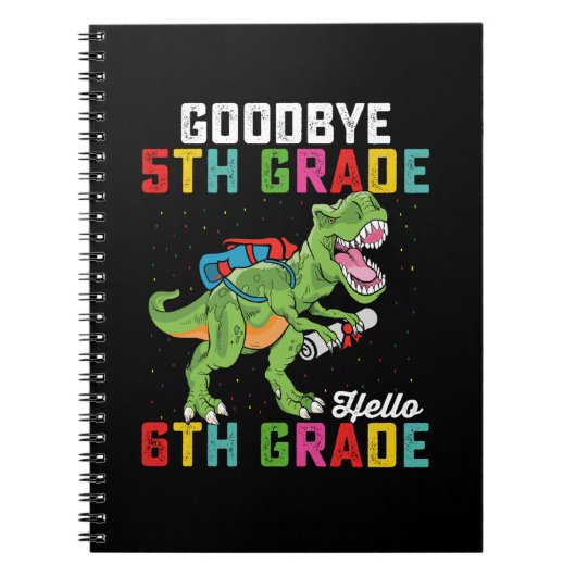 Carnet Adieu 5e année Bonjour 6e année T Rex Dinosaur (Devant)