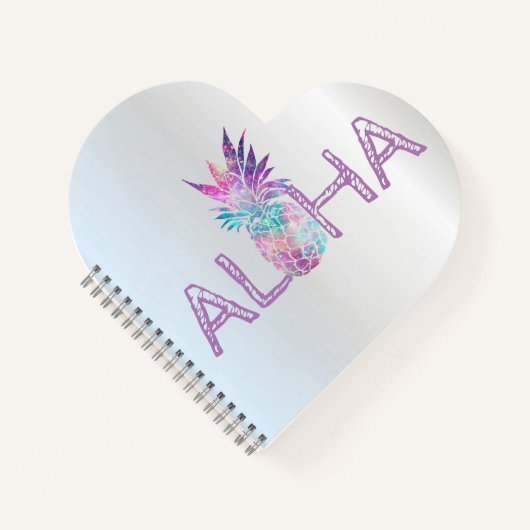 Carnet Adorable Aloha Hawaïen Pineapple, Argent (Devant)