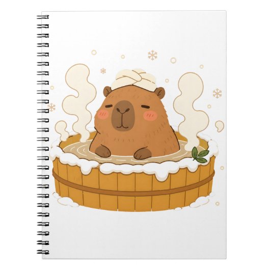 Carnet Adorable Capybara Hiver Onsen Neige Source Thermal (Devant)