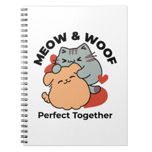 Carnet Adorable chat et chien Hug - Meow & Woof Design