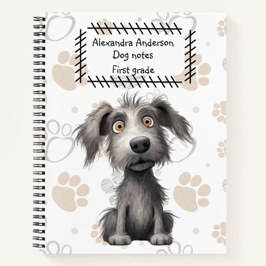 Carnet Adorable Chien Gris Scruffy sur pattes Imprimer (Devant)