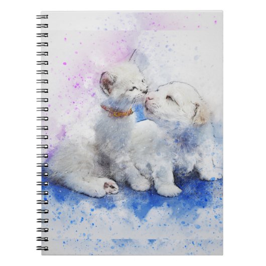 Carnet Adorable Chiot et Kitten Kiss Paint Splatz Note (Devant)