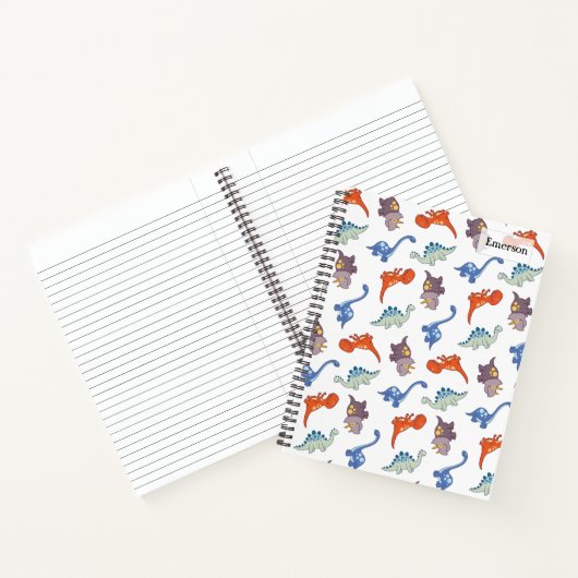 Carnet Adorable Dinosaure coloré Motif avec nom (Intérieur)