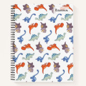 Carnet Adorable Dinosaure coloré Motif avec nom (Devant)