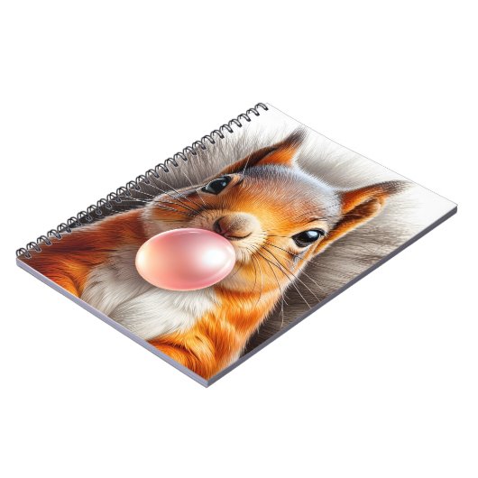 Carnet Adorable écureuil rouge soufflant bulle de gomme S (Côté gauche)