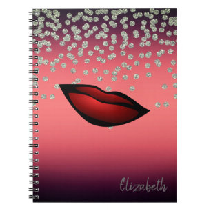 Carnet Adorable Feuille Brillante Confetti, Diamant, Lèvr
