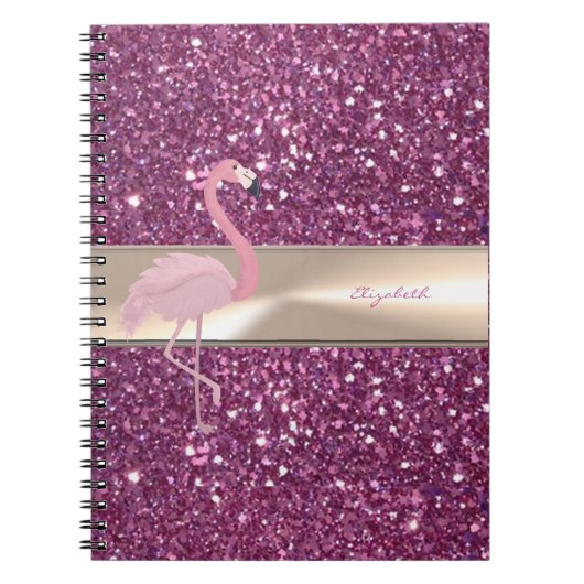 Carnet Adorable Flamant rose Rose Cute Sur Glitterie (Devant)