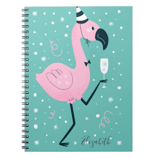 Carnet Adorable Flamants roses mignons Snowflakes (Devant)