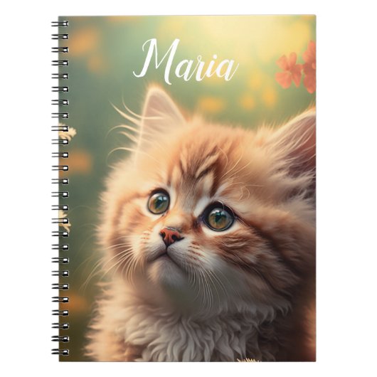 Carnet Adorable Fluffy Ginger Kitten, personnalisable (Devant)
