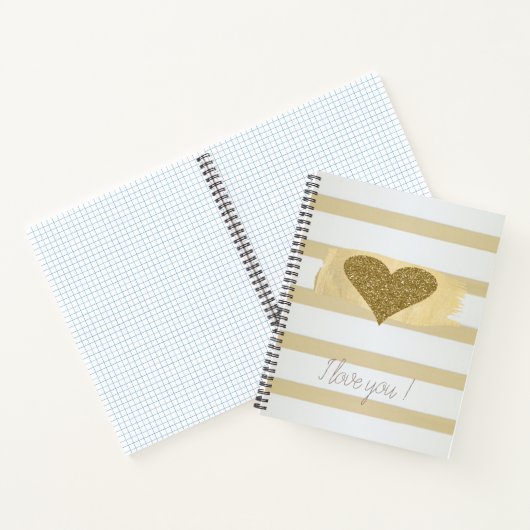 Carnet Adorable Gold Parties scintillant Coeurs Stripes-J (Intérieur)