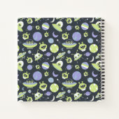 Carnet Adorable Green Aliens Space Ships UFO Kids (Dos)