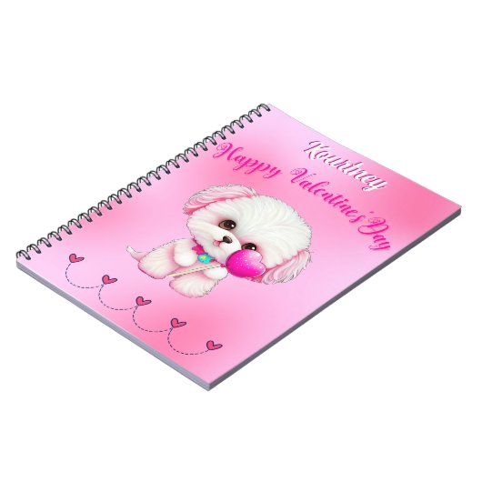 Carnet Adorable Heureuse Sainte-Valentin maltais chiot (Côté gauche)
