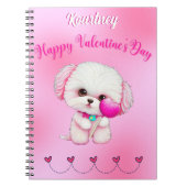 Carnet Adorable Heureuse Sainte-Valentin maltais chiot (Devant)