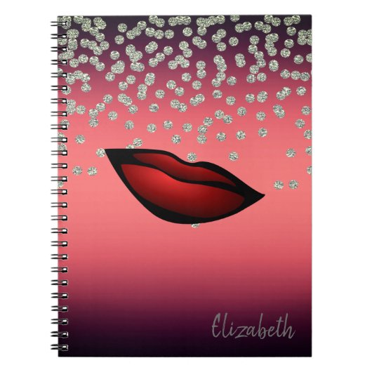 Carnet Adorable Housse brillante Confetty, Diamant, Lèvre (Devant)