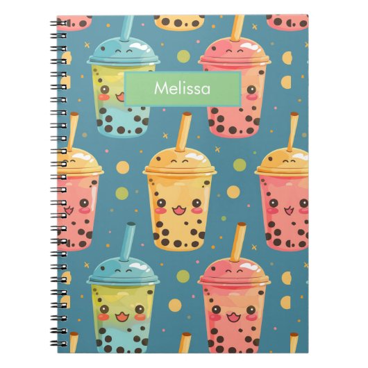 Carnet Adorable Kawaii Boba Conception de boisson (Devant)