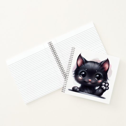 Carnet Adorable Kawaii Chat noir (Intérieur)