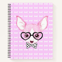 Adorable Nerdy Puppy Pink Notebook par Mei Yu