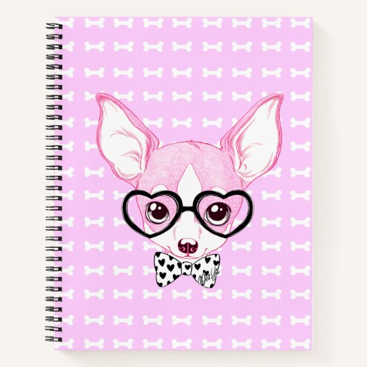 Carnet Adorable Nerdy Puppy Pink Notebook par Mei Yu (Devant)