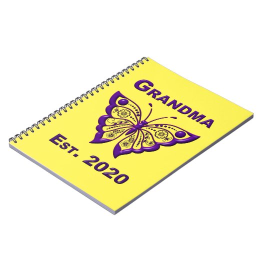 Carnet Adorable papillon grand-mère "Est 2020" (Côté gauche)