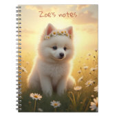 Carnet Adorable petit chiot Spitz blanc (Devant)