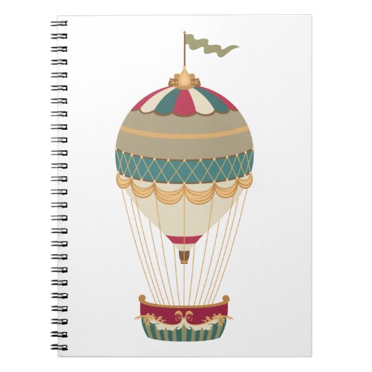 Carnet Adorable Steampunk Hot Air Balloon avec drapeau (Devant)