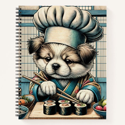 Carnet Adorable Sushi Chef Chiot (Devant)