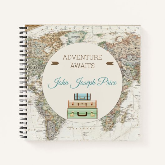 Carnet Adventure Await World Travel Map Moderne (Devant)