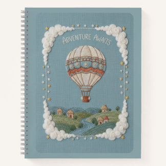 Carnet Adventure Awaits Embroidered Hot Air Balloon