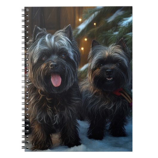 Carnet Affenpinscher Snowy Sleigh Ride Décor de Noël (Devant)