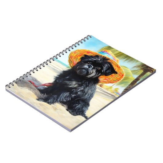 Carnet Affenpinscher sur la plage, cadeau d'été pour les (Côté gauche)