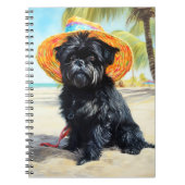 Carnet Affenpinscher sur la plage, cadeau d'été pour les  (Devant)
