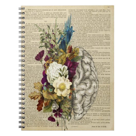 Carnet affiche d'anatomie du cerveau floral médical (Devant)