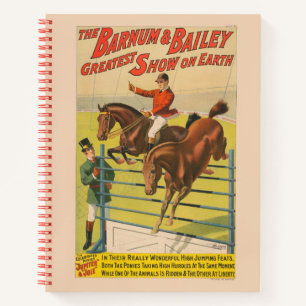 Carnet Affiche De Cirque De 2 Ponies Qui Saute Sur Un Obs