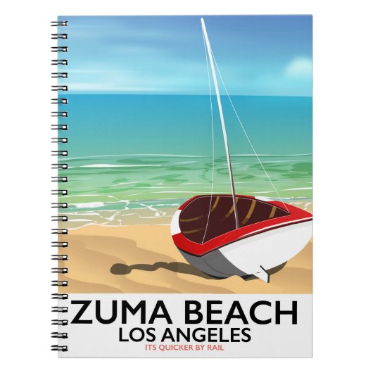Carnet Affiche de plage de Zuma Beach LA Rail (Devant)