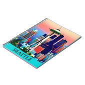 Carnet Affiche de voyage de Seattle sous un ciel d'aube (Côté gauche)