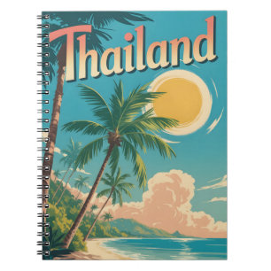 Carnet Affiche de voyage de style vintage d'une Thaïlande