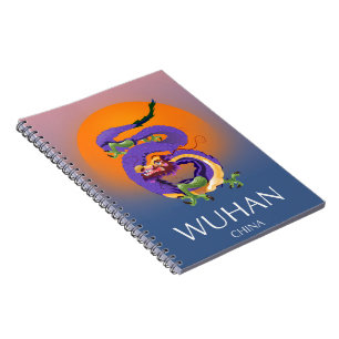 Carnet Affiche de voyage du Dragon de Wuhan en Chine