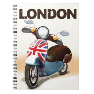 Carnet Affiche de voyage Londres scooter vintage union ja