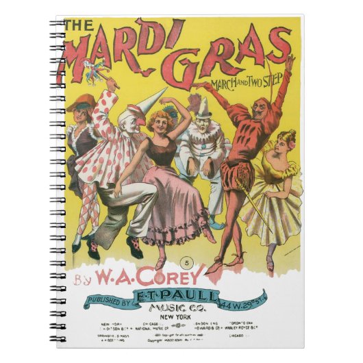 Carnet Affiche jaune antique Mardi Gras (Devant)